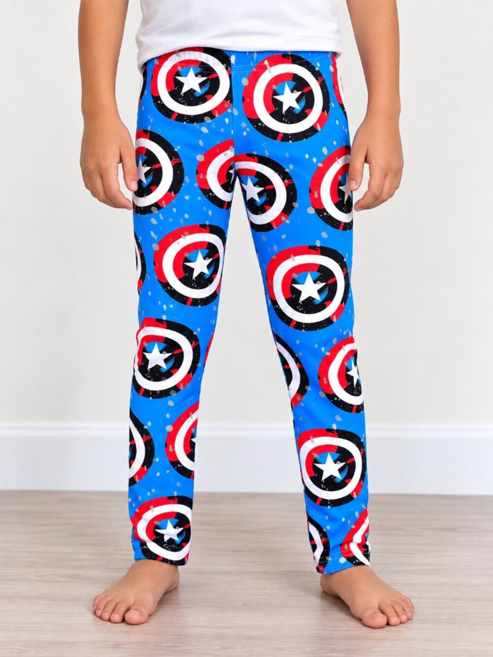 Marvel Kids Captain America Leggings Blue Red Star Print